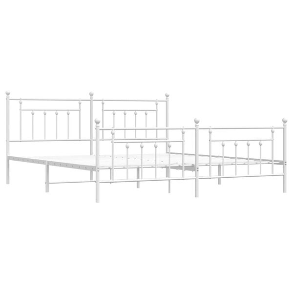 vidaXL Cadre de lit métal sans matelas et pied de lit blanc 193x203 cm