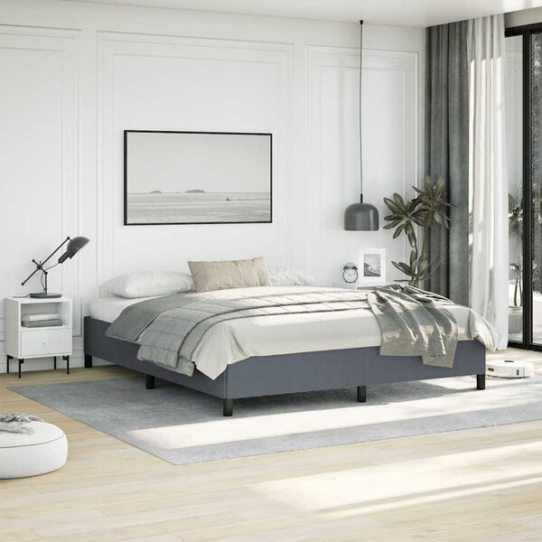 vidaXL Cadre de lit sans matelas gris fonc&eacute; California velours