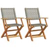 vidaXL Chaises de jardin lot de 2 gris bois massif d'acacia et rotin