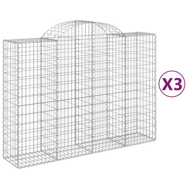 vidaXL Paniers &agrave; gabions arqu&eacute;s 3 pcs 200x50x140/160 cm Fer galvanis&eacute;