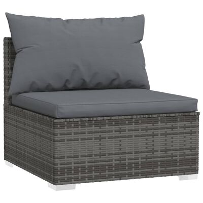 vidaXL Salon de jardin 9 pcs avec coussins Gris Résine tressée