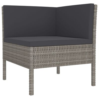 vidaXL Salon de jardin 7 pcs avec coussins résine tressée gris