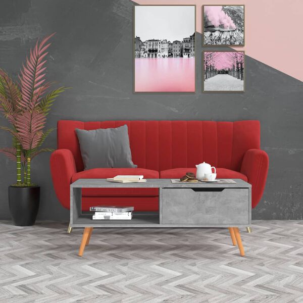 vidaXL Table basse Gris béton 100x49,5x43 cm Bois d'ingénierie