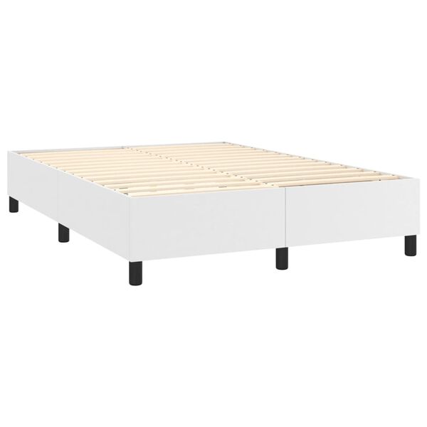 vidaXL Sommier &agrave; lattes de lit et matelas blanc 152x203 cm similicuir