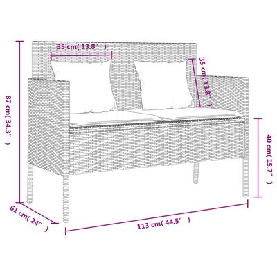 vidaXL Banc de jardin avec coussins beige résine tressée