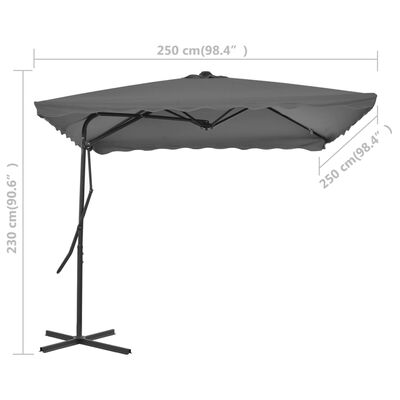 vidaXL Parasol d'extérieur avec mât en acier 250 x 250 cm Anthracite