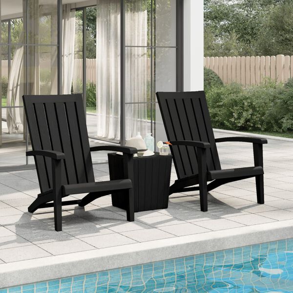 vidaXL Chaises de jardin Adirondack lot de 2 noir polypropyl&egrave;ne