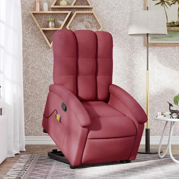 vidaXL Fauteuil inclinable de massage rouge bordeaux tissu