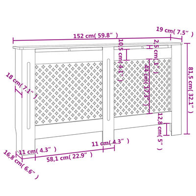 vidaXL Cache-radiateur anthracite 152x19x81,5 cm MDF