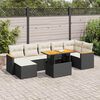 vidaXL Salon de jardin avec coussins 8 pcs noir r&eacute;sine tress&eacute;e acacia