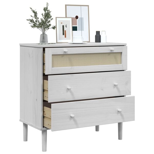 vidaXL Commode SENJA aspect de rotin blanc bois de pin solide