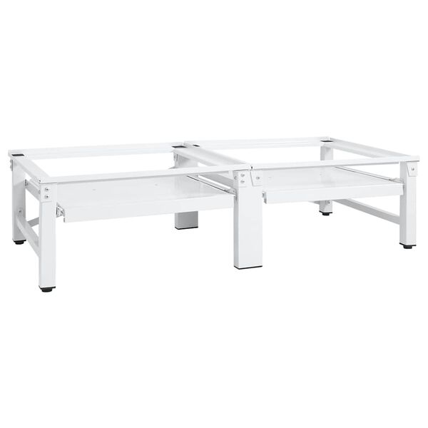 vidaXL Socle de lave-linge et s&egrave;che-linge et &eacute;tag&egrave;re coulissante Blanc