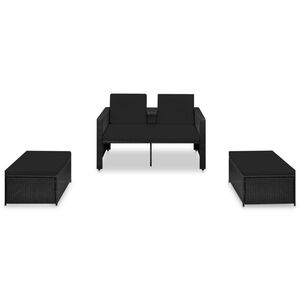 vidaXL Salon de jardin 3 pcs avec coussins R&eacute;sine tress&eacute;e Noir