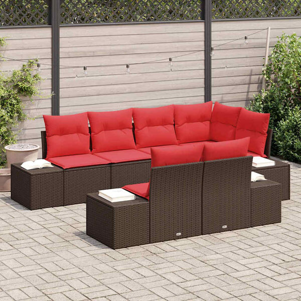 vidaXL Ensemble de canapé de jardin 7 pcs Marron polyrotin