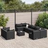 vidaXL Salon de jardin 9 pcs avec coussins noir résine tressée