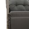 vidaXL Chaise inclinable de jardin avec coussins gris r&eacute;sine tress&eacute;e