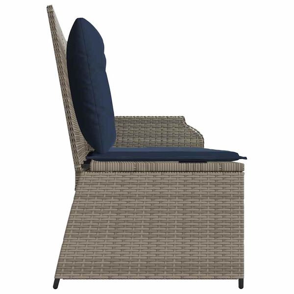 vidaXL Banc de jardin avec coussin Gris Poly rotin