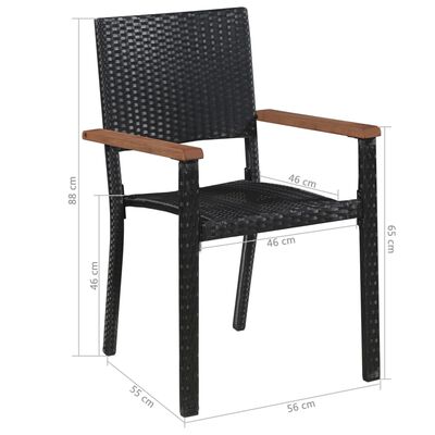 vidaXL Mobilier d'extérieur 5 pcs Résine tressée et bois d'acacia Noir