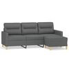 vidaXL Canap&eacute; &agrave; 3 places avec repose-pieds Gris fonc&eacute; 180 cm Tissu