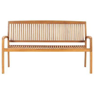 vidaXL Banc 3 places empilable de jardin 159 cm Bois de teck solide