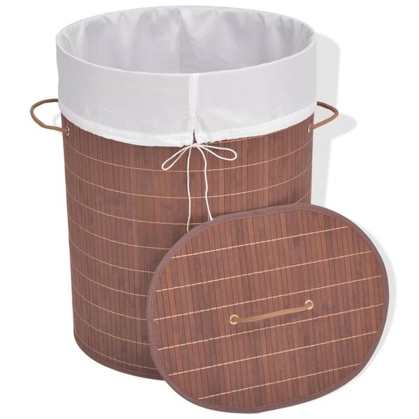 vidaXL Panier &agrave; linge ovale Bambou Marron