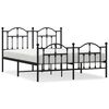vidaXL Cadre de lit métal sans matelas avec pied de lit noir 135x190cm