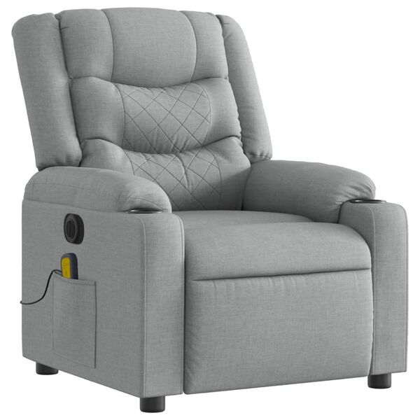 vidaXL Fauteuil inclinable de massage &eacute;lectrique gris clair tissu
