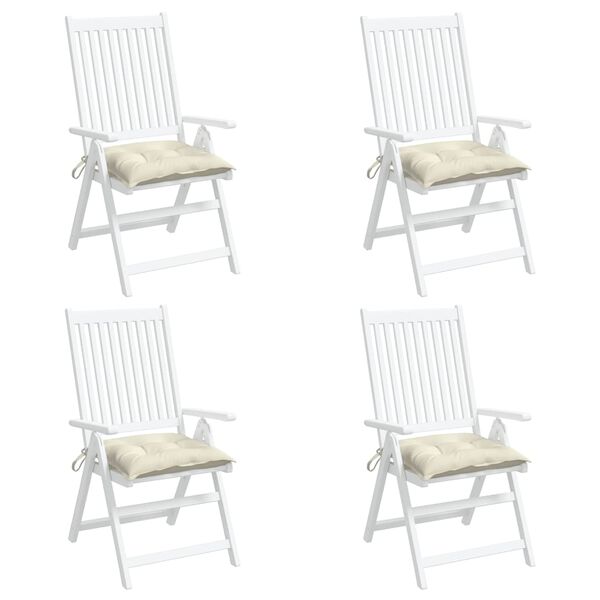 vidaXL Coussins de chaise lot de 4 blanc cr&egrave;me 40x40x7 cm tissu oxford