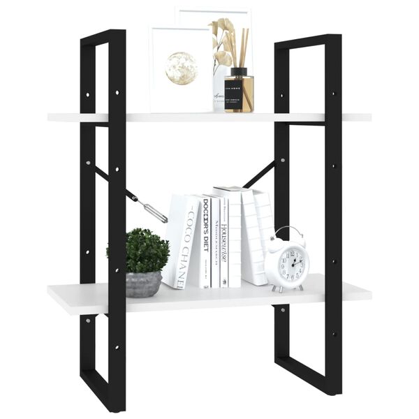 vidaXL Biblioth&egrave;que &agrave; 2 niveaux Blanc 60x30x70 cm bois d'ing&eacute;nierie