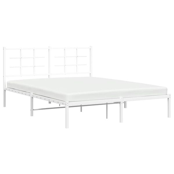 vidaXL Cadre de lit m&eacute;tal sans matelas et t&ecirc;te de lit blanc 150x200 cm