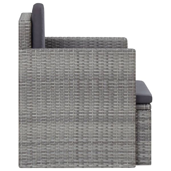 vidaXL Chaise de jardin avec coussins R&eacute;sine tress&eacute;e Gris