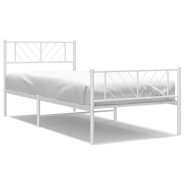 vidaXL Cadre de lit m&eacute;tal sans matelas et pied de lit blanc 100x200 cm