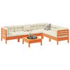vidaXL Salon de jardin 7 pcs avec coussins cire marron bois pin massif