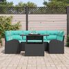 vidaXL Ensemble de canap&eacute; de jardin avec coussin 7 pcs Noir polyrotin