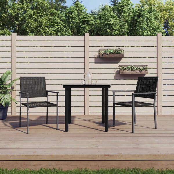 vidaXL Ensemble &agrave; manger de jardin 3 pcs r&eacute;sine tress&eacute;e acier