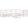 vidaXL Salon de jardin 6 pcs avec coussins blanc bois massif