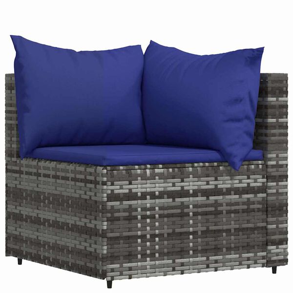 vidaXL Salon de jardin 4 pcs avec coussins Gris R&eacute;sine tress&eacute;e