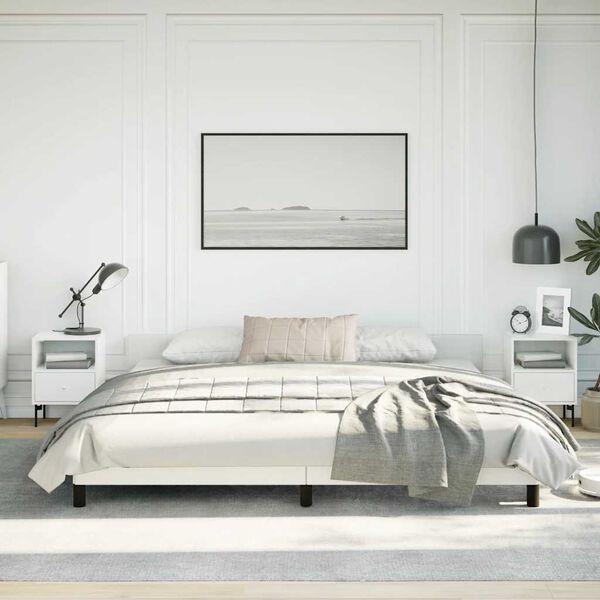 vidaXL Cadre de lit sans matelas blanc king similicuir