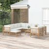 vidaXL Salon de jardin 10 pcs avec coussins blanc crème bambou