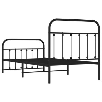 vidaXL Cadre de lit métal sans matelas avec pied de lit noir 100x190cm