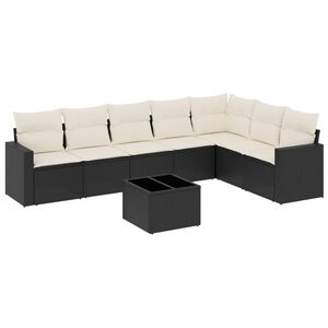 vidaXL Salon de jardin 8 pcs avec coussins noir r&eacute;sine tress&eacute;e