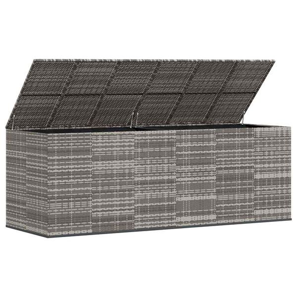 vidaXL Bo&icirc;te &agrave; coussins de jardin R&eacute;sine tress&eacute;e 291x100,5x104 cm Gris