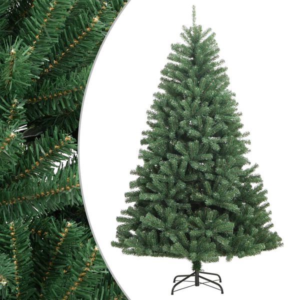 vidaXL Sapin de No&euml;l artificiel &agrave; charni&egrave;res avec support vert 210 cm