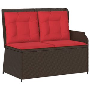 vidaXL Banc inclinable de jardin avec coussins marron résine tressée