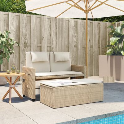 vidaXL Banc inclinable de jardin avec coussins beige résine tressée