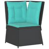 vidaXL Canap&eacute; d'angle de jardin avec coussins noir r&eacute;sine tress&eacute;e