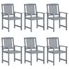 vidaXL Chaises de jardin et coussins lot de 6 Bois acacia massif Gris