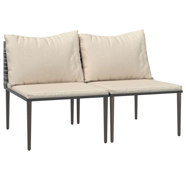 vidaXL Canap&eacute;s centraux de jardin et coussins 2pcs Gris R&eacute;sine tress&eacute;e