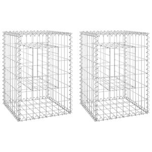 vidaXL Poteaux &agrave; panier de gabion 2 pcs 40x40x60 cm Fer