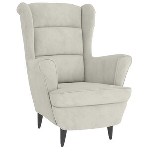 vidaXL Fauteuil blanc cr&egrave;me velours